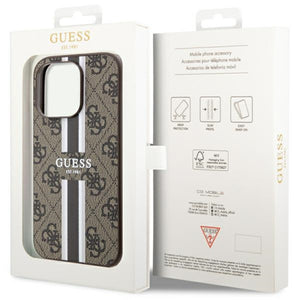 Guess GUHMP14XP4RPSW iPhone 14 Pro Max 6.7" brown/brown hardcase 4G Printed Stripes MagSafe