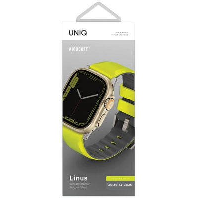 Uniq Linus Airosoft Silicone strap for Apple Watch 1/2/3/4/5/6/7/8/SE/SE2/Ultra 42/44/45/49mm - lime