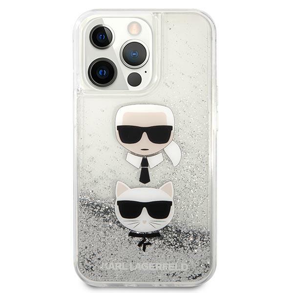 „Karl Lagerfeld“ skysto blizgučio „Karl&Choupette“ dėklas „iPhone 13 Pro“ / „iPhone 13“ – sidabrinis 