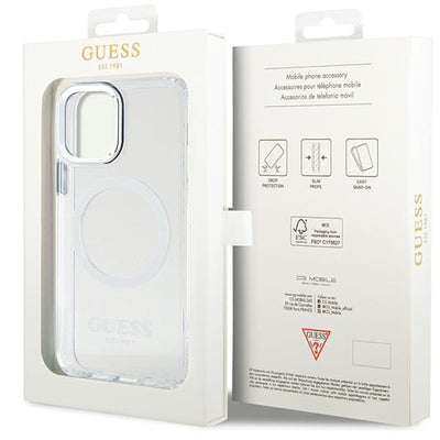Guess Metal Outline Magsafe case for iPhone 12 / iPhone 12 Pro - silver