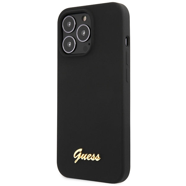 Guess GUHCP13XLSLMGBK iPhone 13 Pro Max 6.7" black/black hardcase Silicone Script Gold Logo