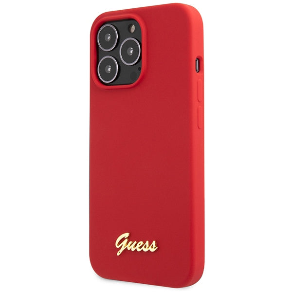 Guess GUHCP13XLSLMGRE iPhone 13 Pro Max 6.7" red/burgundy hard case Silicone Vintage Gold Logo