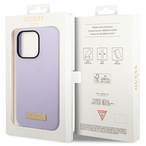 Guess GUHMP14LSBPLU iPhone 14 Pro 6.1" purple/purple hard case Silicone Logo Plate MagSafe