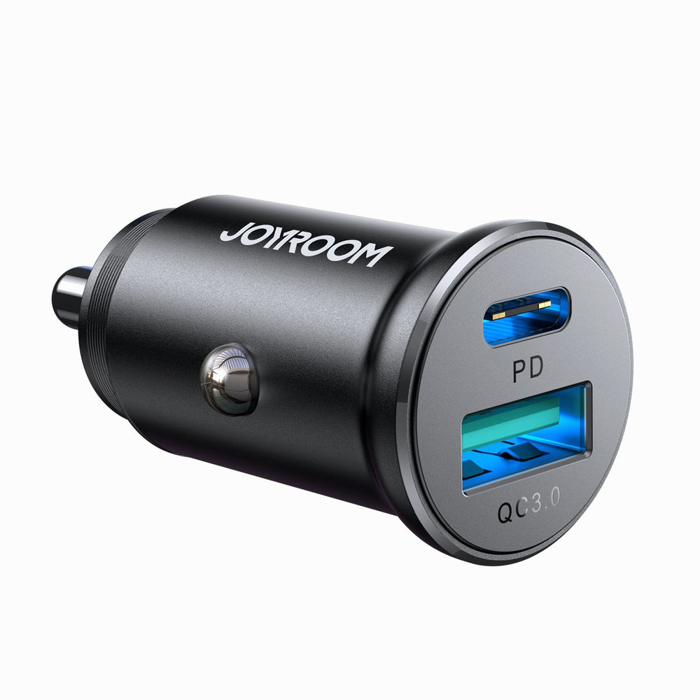 „Joyroom JR-CCN05“ 30 W USB-A USB-C mini automobilinis įkroviklis – juodas