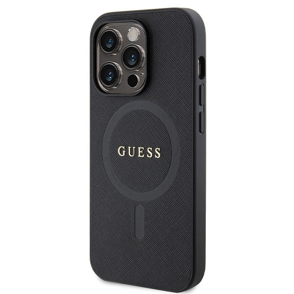 Guess GUHMP14LPSAHMCK case for iPhone 14 Pro - black Saffiano MagSafe
