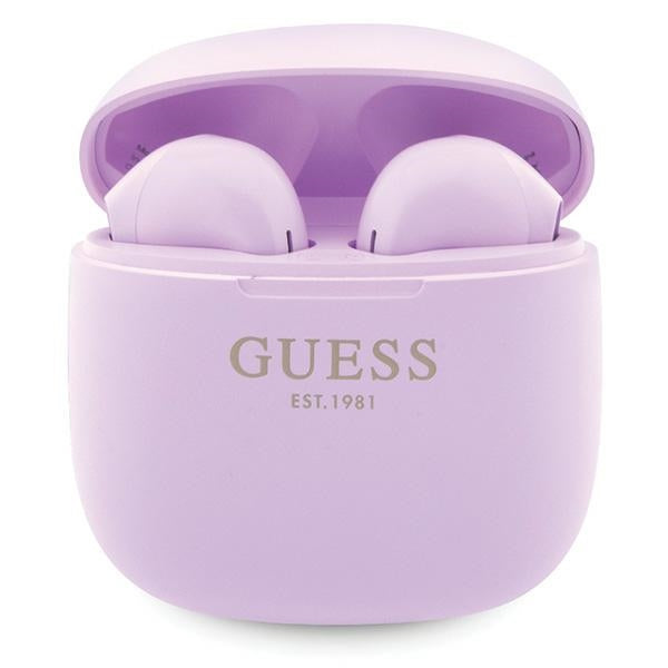 Guess GUTWST26PSU TWS Bluetooth headphones + docking station - purple Classic EST Logo