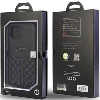 Audi Genuine Leather iPhone 14 6.1" black/black hardcase AU-TPUPPCIP14-Q8/D1-BK