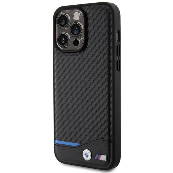 BMW Leather Carbon case for iPhone 15 Pro Max - black
