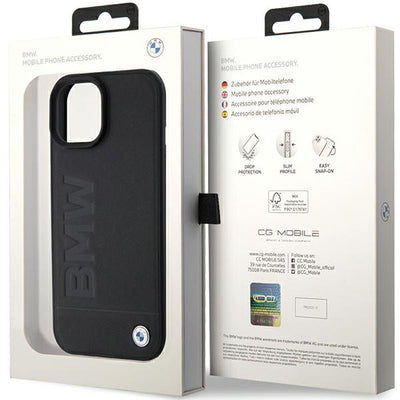 BMW MagSafe Leather Hot Stamp case for iPhone 15 Plus - black