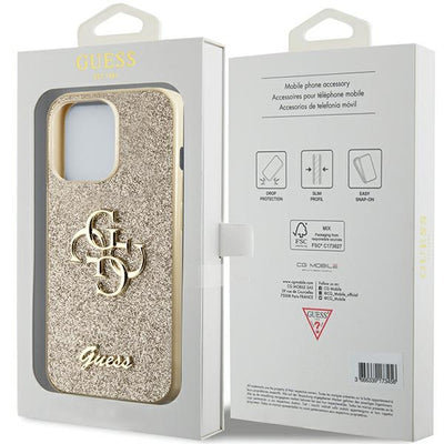 Guess GUHCP13XHG4SGD case for iPhone 13 Pro Max 6.7" - gold Glitter Script Big 4G