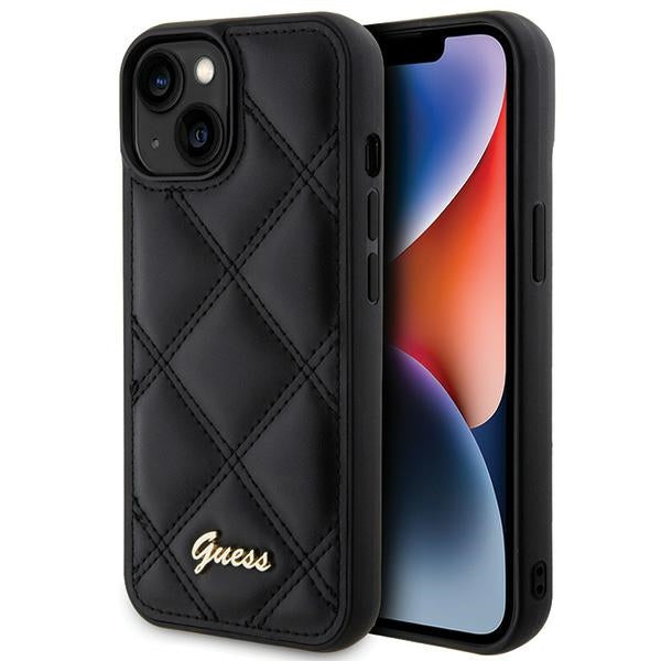 Guess Quilted Metal Logo case for iPhone 15