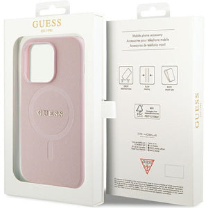 Guess GUHMP14XPSAHMCP case for iPhone 14 Pro Max - pink Saffiano MagSafe