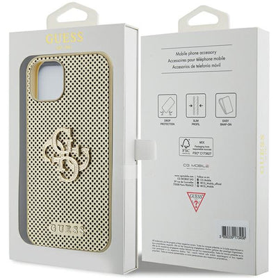 Guess Perforated 4G Glitter case for iPhone 15 - gold