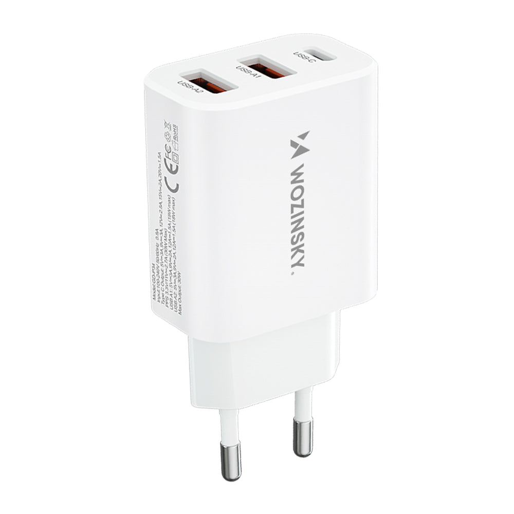 Wozinsky CWCUCW 30W USB-C / 2 x USB-A Wall Charger - White
