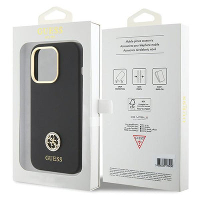 Guess Silicone Logo Strass 4G Case for iPhone 15 Pro - Black