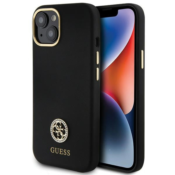 Guess Silicone Logo Strass 4G Case for iPhone 15