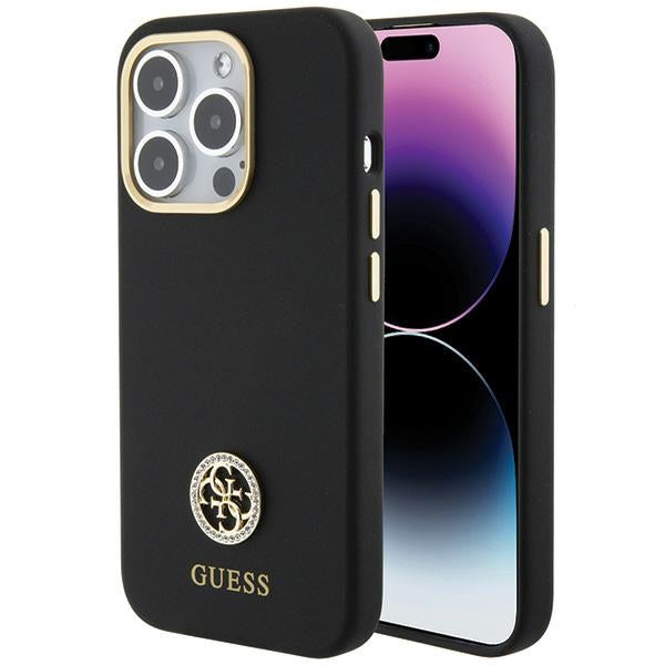 Guess Silicone Logo Strass 4G Case for iPhone 15 Pro Max