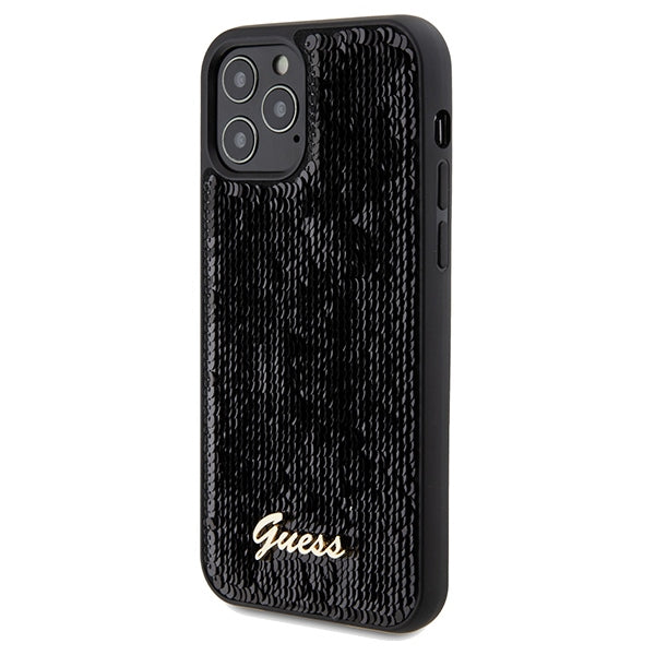 Guess Sequin Script Metal case for iPhone 12/12 Pro - black