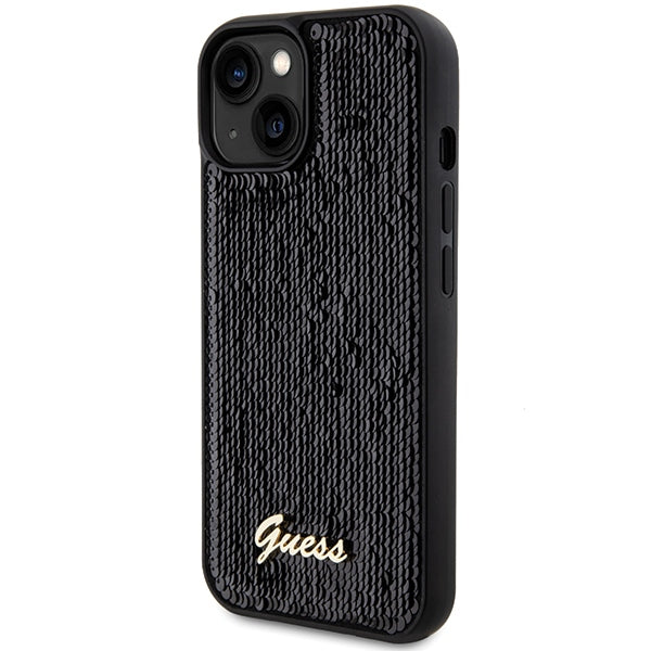 Guess Sequin Script Metal case for iPhone 14 / 15 / 13 - black