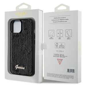 Guess Sequin Script Metal case for iPhone 14 / 15 / 13 - black