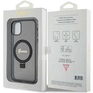 Guess Ring Stand Script Glitter MagSafe case for iPhone 11 / Xr - black