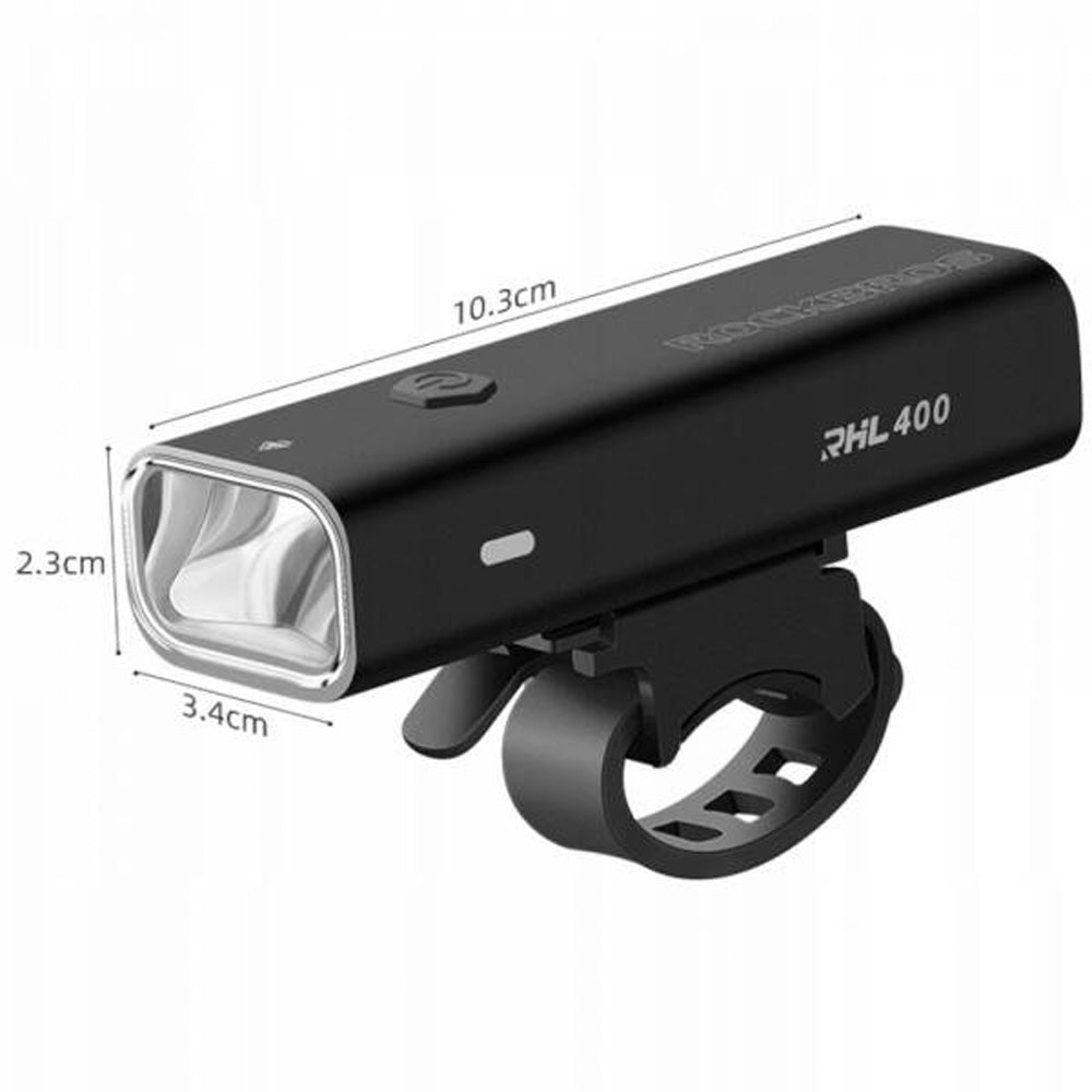 Rockbros 24310006001 Front Bike Light 400 lm + Micro USB Cable - USB-A - Black