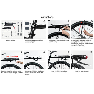 Rockbros 33210004001 bicycle rack with shelf - black