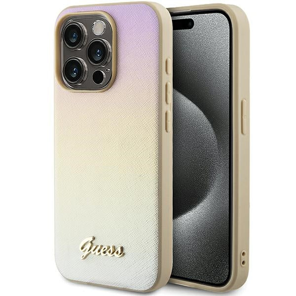 Guess Saffiano Iridescent Script case for iPhone 14 Pro