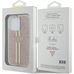 Guess IML 4G Gold Stripe case for iPhone 14 Pro Max - pink