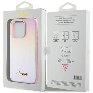 Guess GUHCP15XPSAIRSP iPhone 15 Pro Max 6.7" pink/pink hardcase Saffiano Iridescent Script