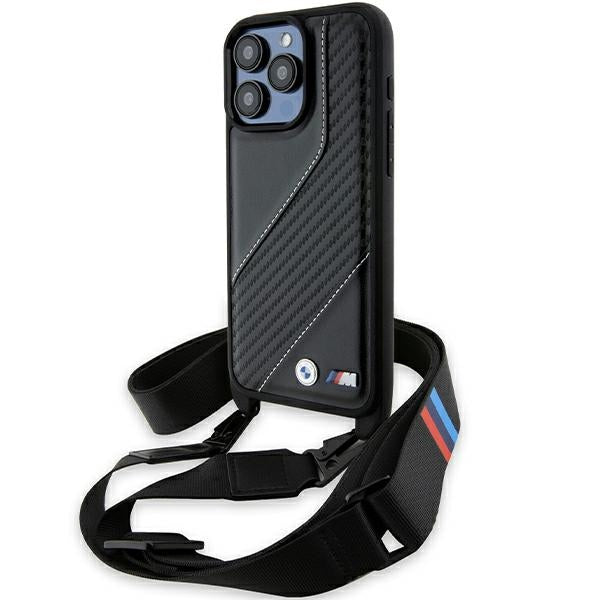 BMW M Edition Carbon Stripe &amp; Strap case for iPhone 15 Pro Max - black