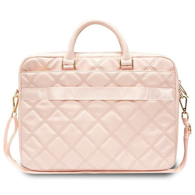 Guess Quilted 4G bag for a 16" laptop - pink