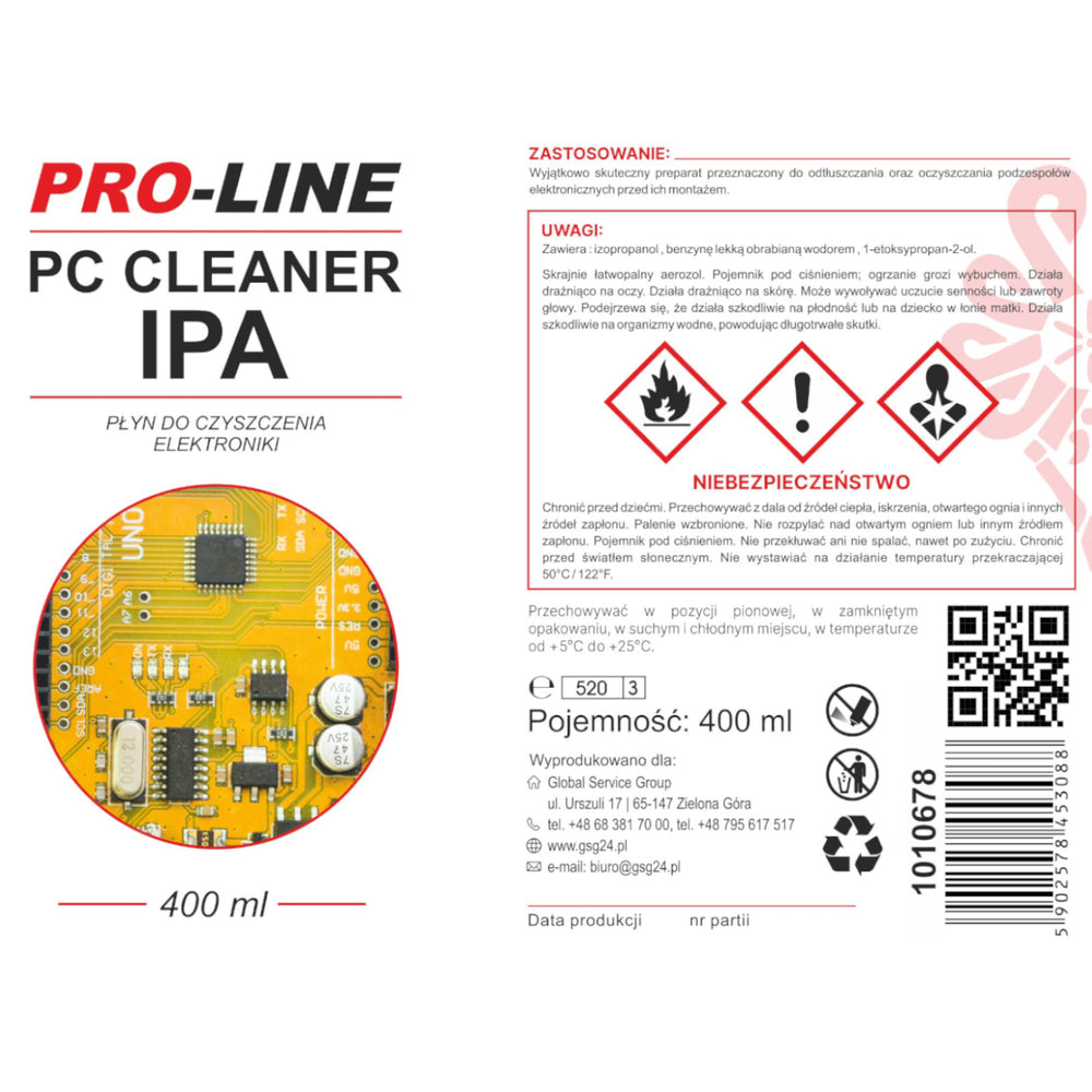 PC CLEANER IPA elektronikos valymo skystis PRO-LINE purškiklis 400 ml