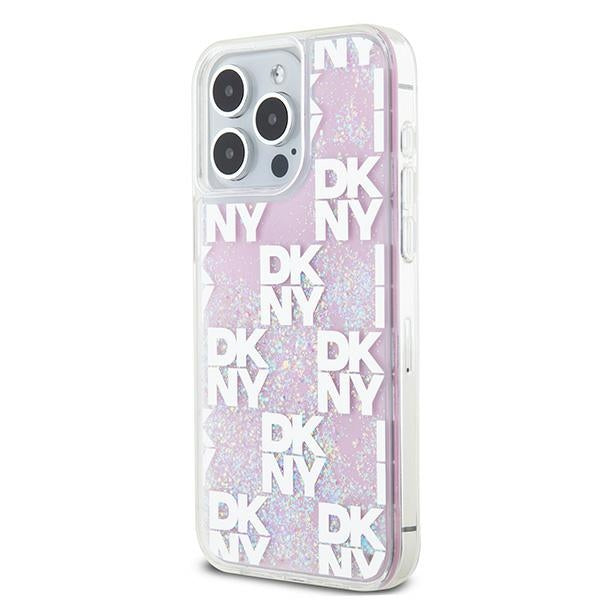 Etui DKNY Liquid Glitter Multilogo na iPhone 15 Pro Max - różowe