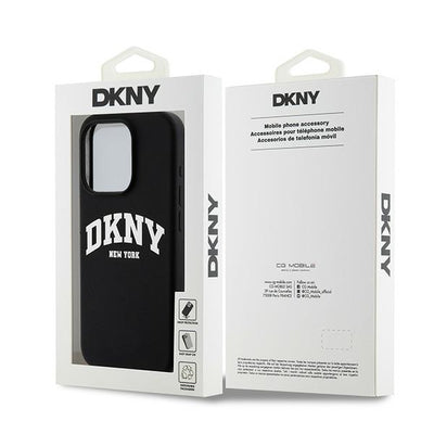 DKNY Liquid Silicone White Printed Logo MagSafe iPhone 14 Pro Case - Black