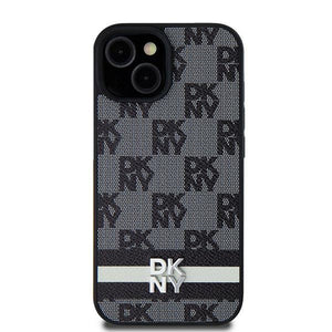 DKNY Leather Checkered Mono Pattern &amp; Printed Stripes case for Samsung Galaxy S24+ - black