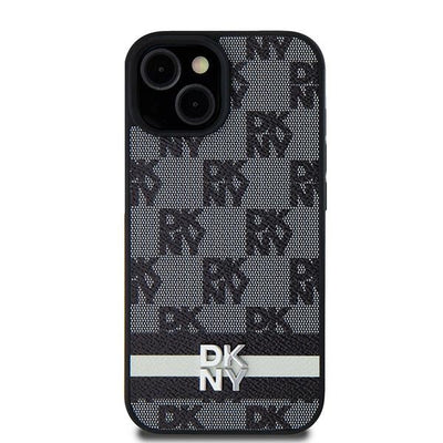 DKNY Leather Checkered Mono Pattern &amp; Printed Stripes case for Samsung Galaxy S24+ - black