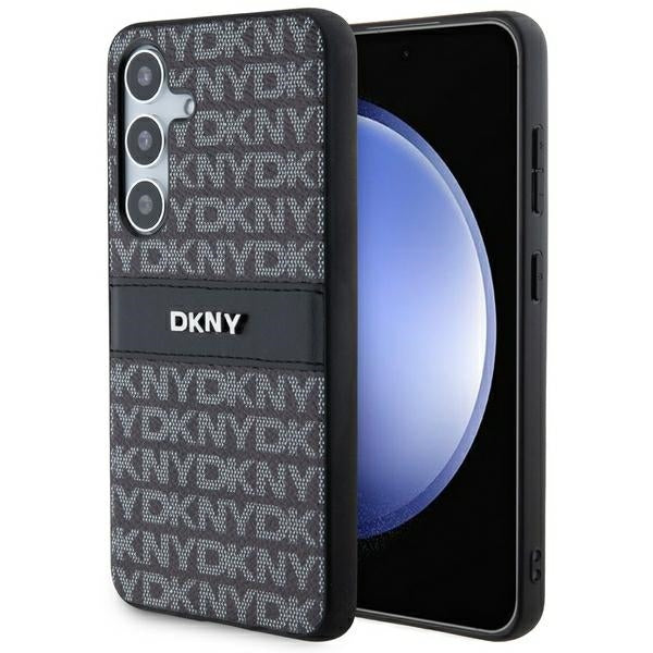 DKNY Leather Mono Stripe &amp; Metal Logo case for Samsung Galaxy S24+ - black