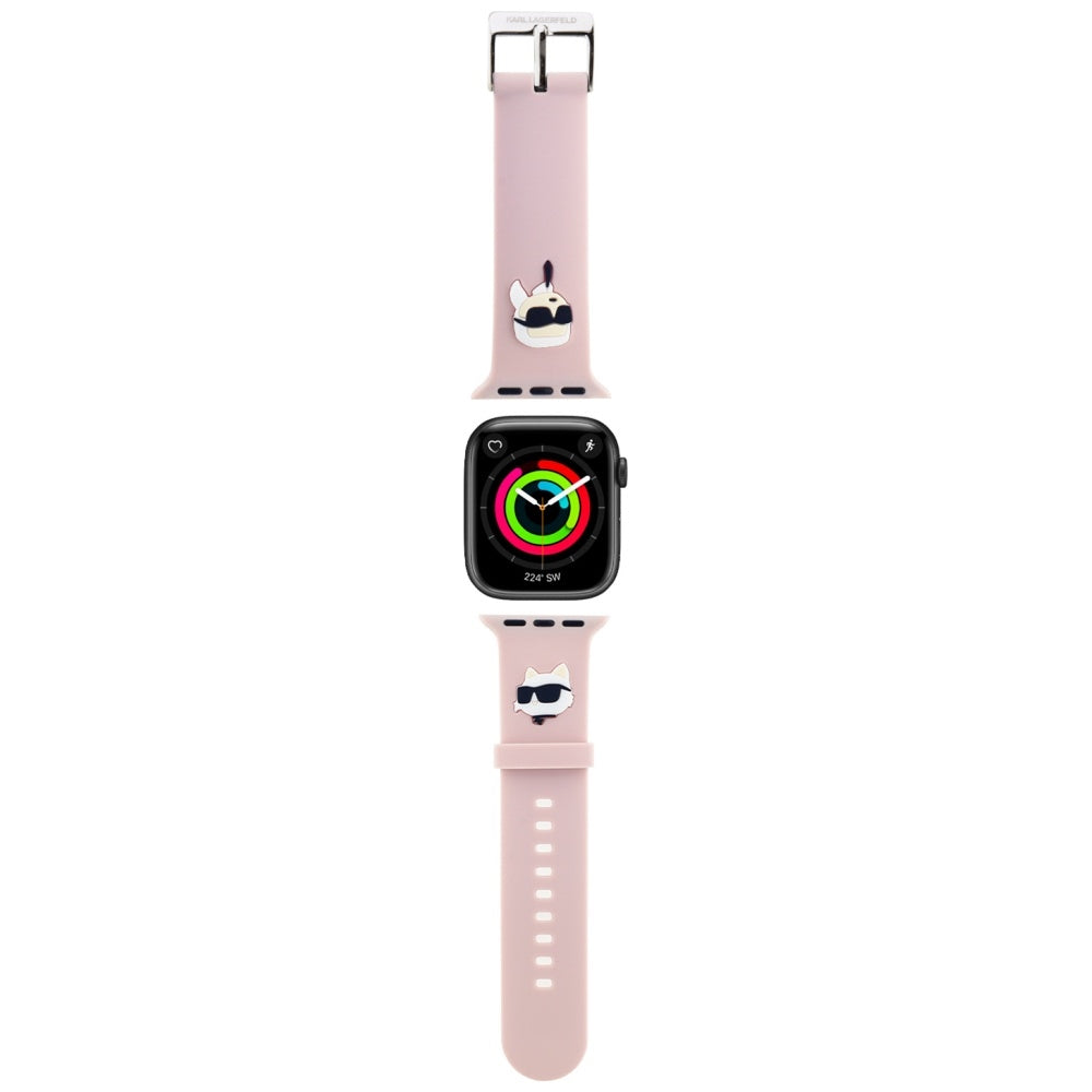 Karl Lagerfeld 3D Rubber Karl&amp;Choupette Heads strap for Apple Watch 42/44/45/49mm - pink