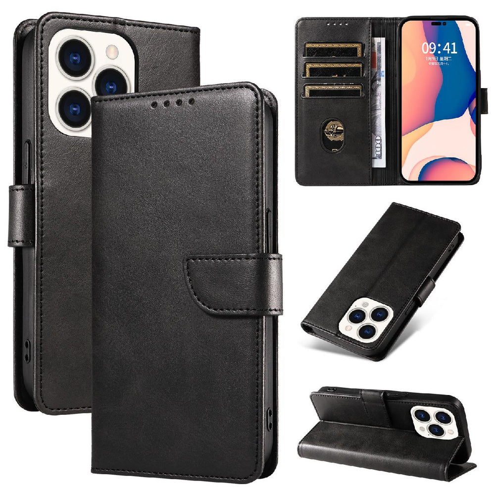 Leather Book Case for iPhone 16 Pro - black