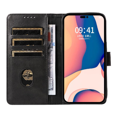 Leather Book Case for iPhone 16 Pro - black