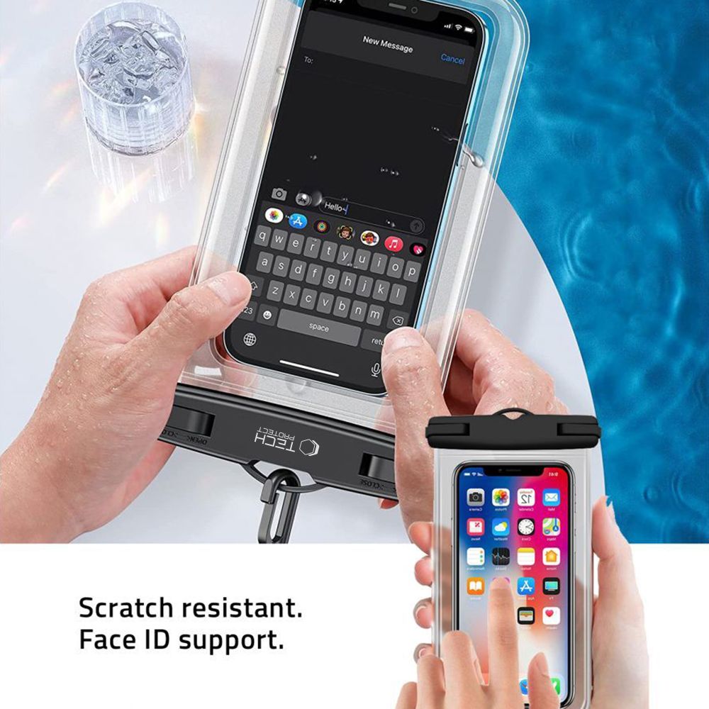 Tech-Protect UWC7 waterproof case universal for smartphones up to 6.9" - black