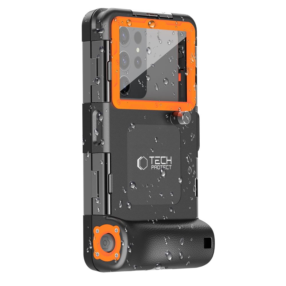 Tech-Protect Waterproof Case IPX8 for 4.7-6.7" Smartphones - Black and Orange