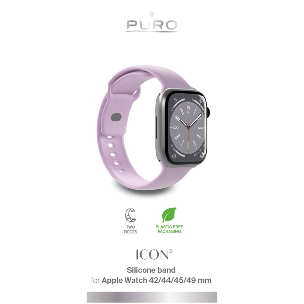 „Puro Icon“ silikoninis dirželis „Apple Watch 42 / 44 / 45 / 49 mm“ – levandų spalvos (2 vnt.)