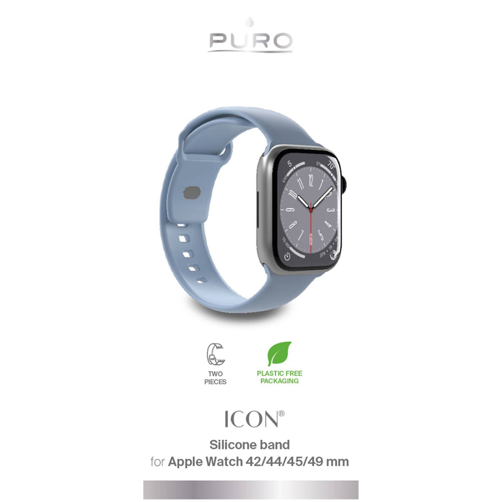 „Puro Icon“ silikoninis dirželis „Apple Watch 42 / 44 / 45 / 49 mm“ – šviesiai mėlynas (2 vnt.)