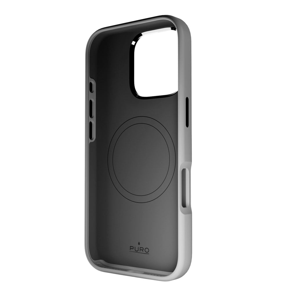 „Puro Icon Mag Pro MagSafe“ silikoninis dėklas, skirtas „iPhone 16 Pro“ – tamsiai pilkas