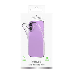 Puro 03 Nude Silicone Case for iPhone 16 Plus - Transparent