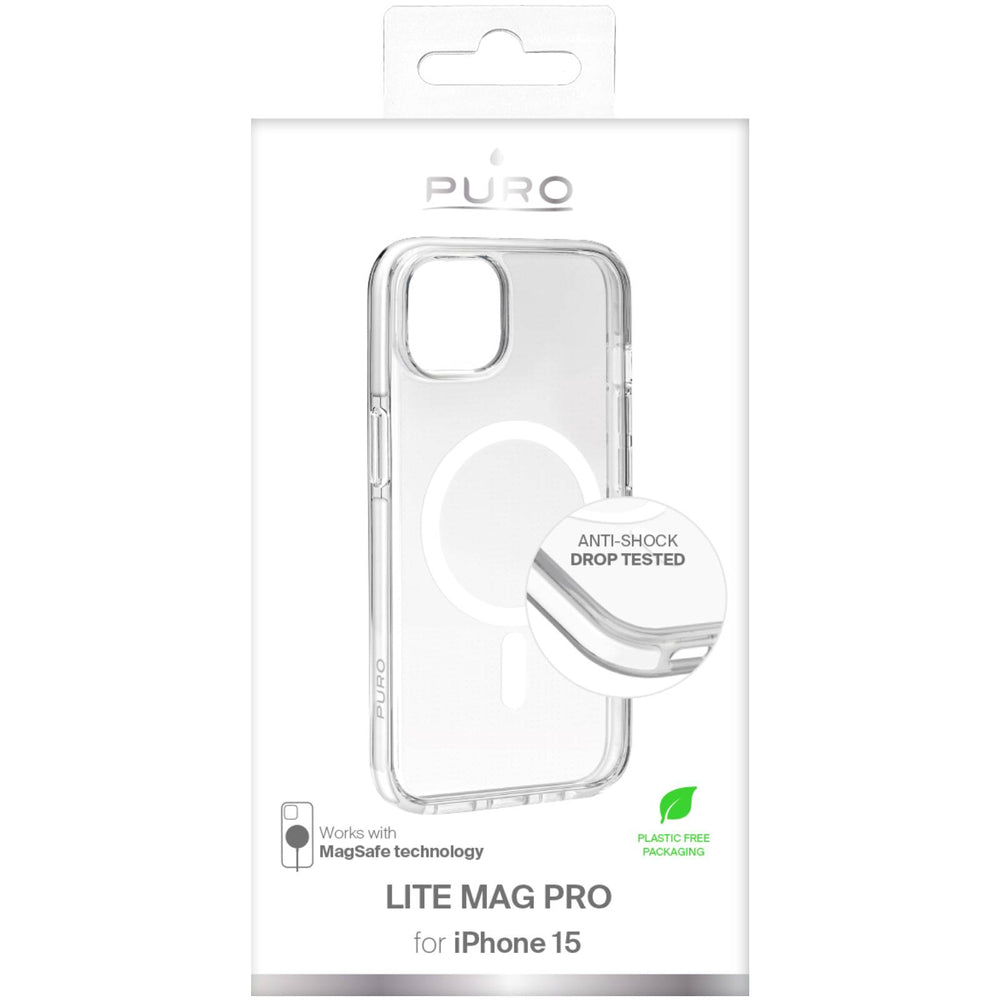 Puro Lite Mag Pro MagSafe Silicone Case for iPhone 15 - Transparent