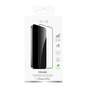Puro Frame Tempered Glass with frame for iPhone 16 Plus