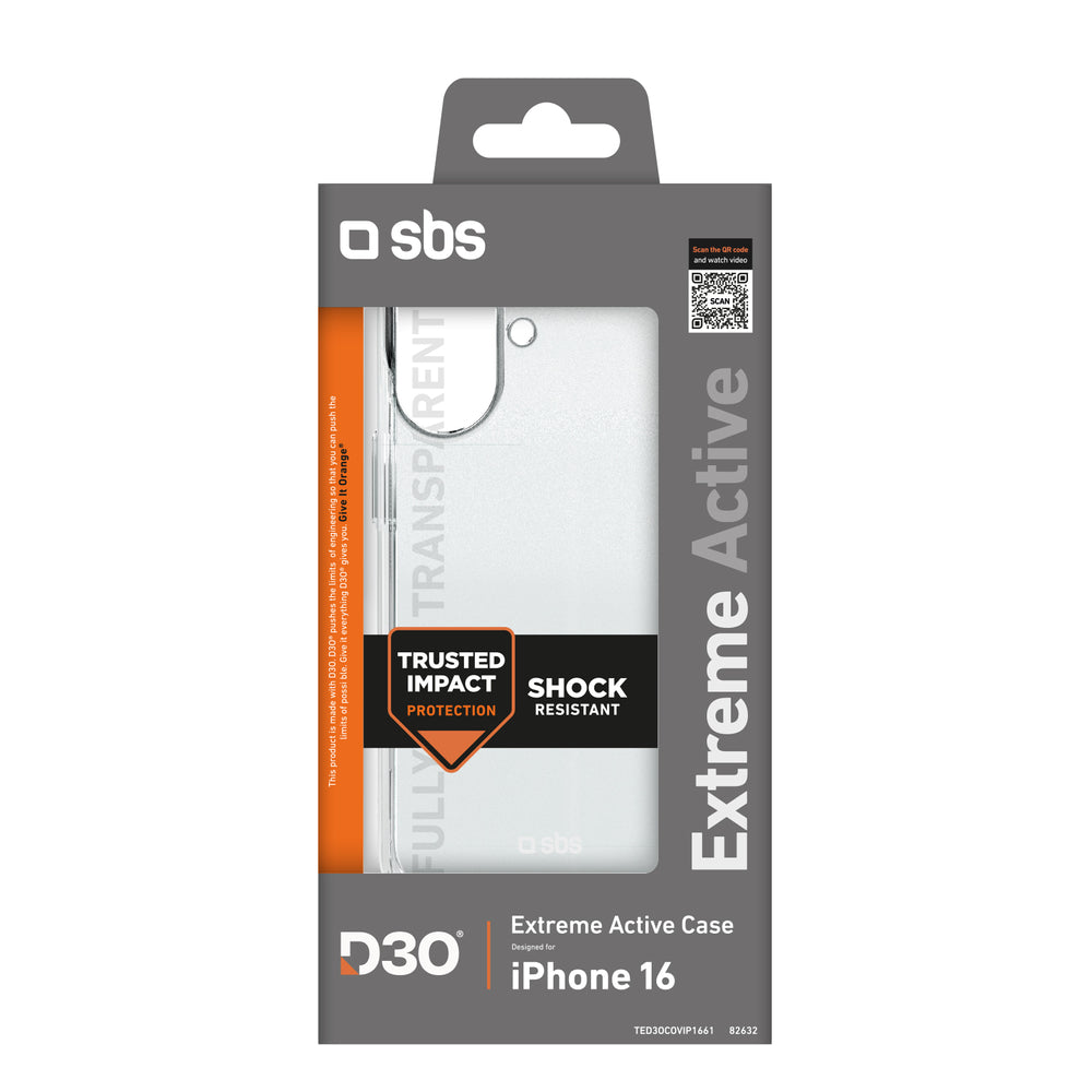 SBS Extreme Active D3O Case for iPhone 16 - Transparent